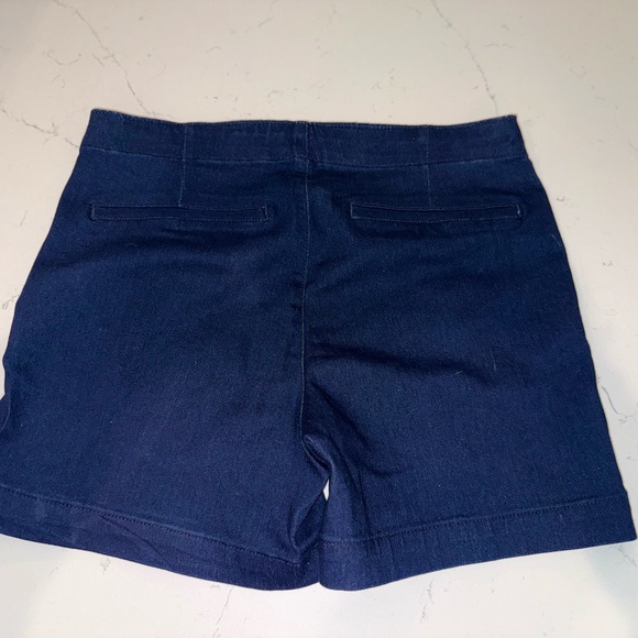 1822 Denim Navy High Waist Shorts with Gold Accents - Picture 4 of 6